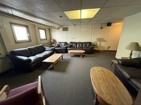 Crew lounge with seating and common area